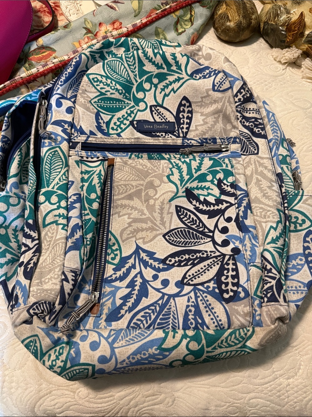 Vera Bradley Teal, Navy & Light Blue Floral Backpack